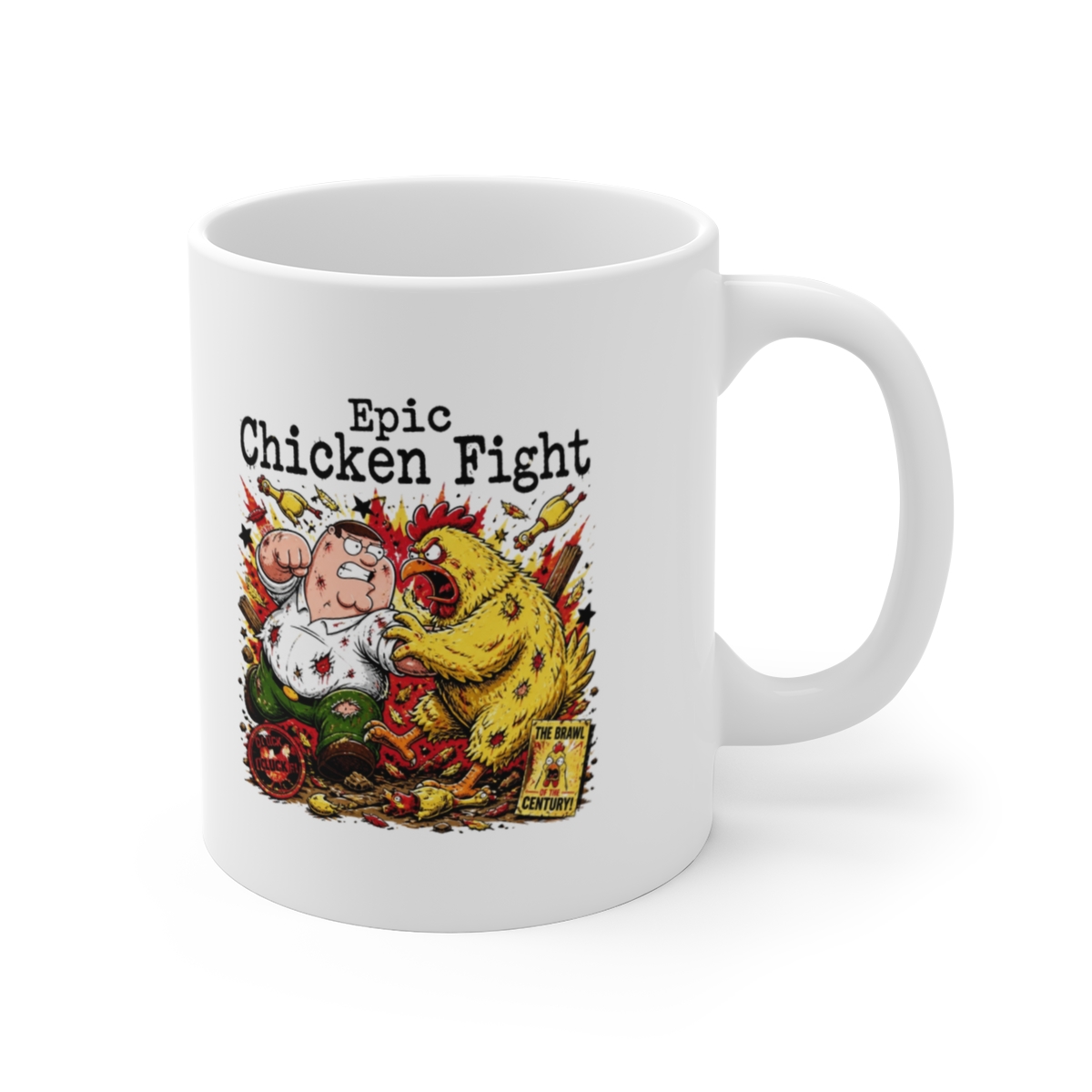 Family Guy "Epic Chicken Fight" White Mug