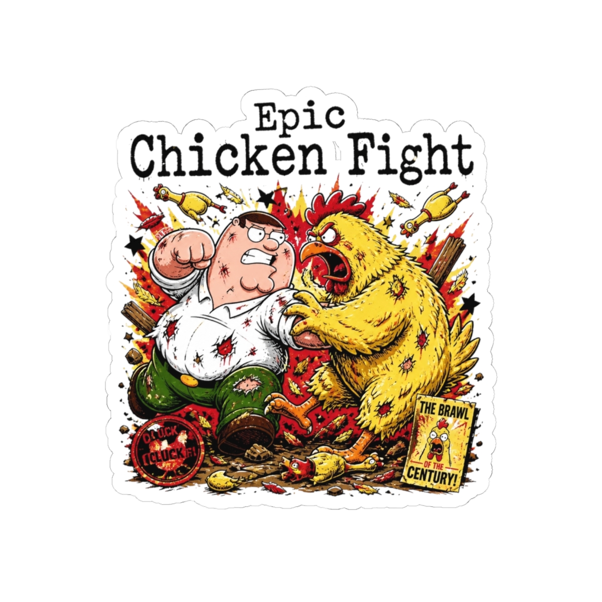 Family Guy "Epic Chicken Fight" Sticker
