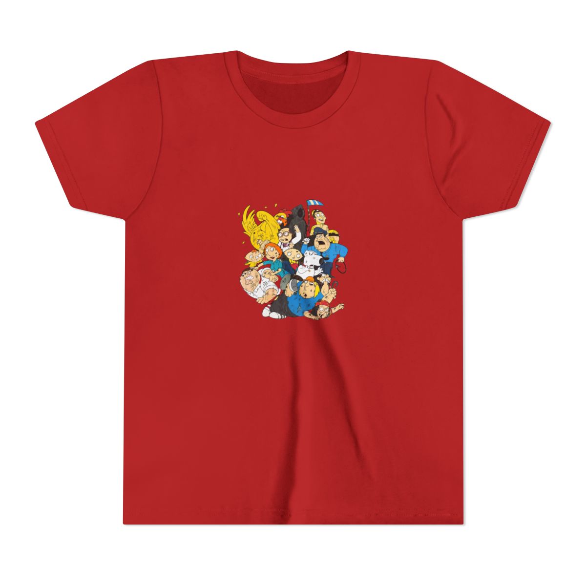 Vintage Family Guy Character Chaos Graphic Kids T Shirt Delta Pro Weight Black L — official Family Guy T-Shirts